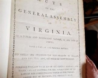 Book: Acts of the General Assembly of Virginia, circa 1792