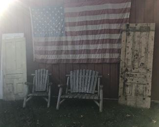 Doors, wood chair & bench