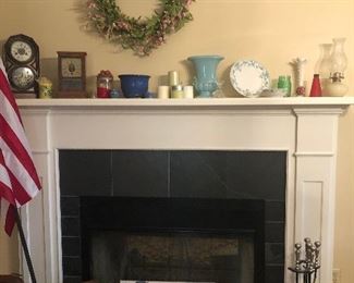 clocks, oil lamp, decorations