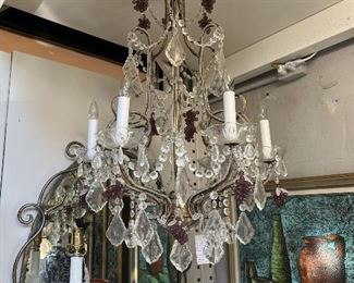 Bead encrusted Italian chandelier with grapes.