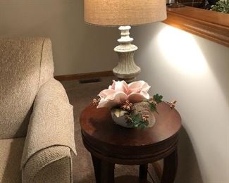 Oval side-table and lamp