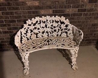Wrought iron white bench