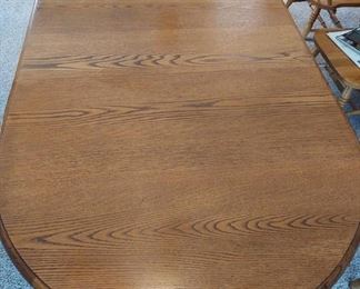 Dining table solid oak with leaf & 4 chairs