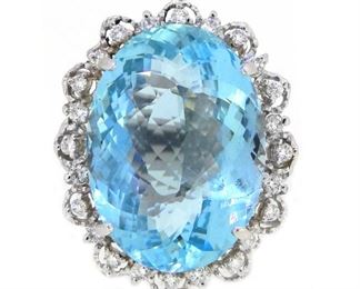 4.67ct Aquamarine & Diamond Ring