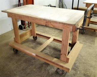 Custom Built Wood Shop Cart, 39" x 50" x 27"