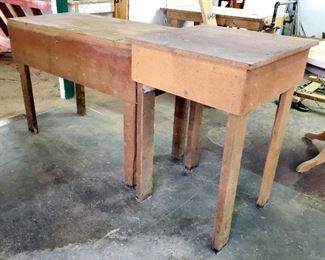 Custom Built Wood Shop Tables, Qty 2, 37" x 25" x 25", And 35" x 48" x 23"