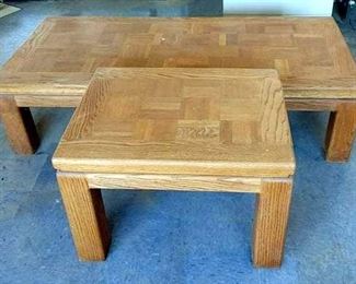 Solid Wood Coffee Table 15.5" x 63" x 30" And Matching End Table, 19" x 25" x 24"
