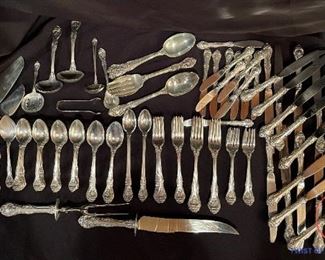 Large Set of GORHAM King Edward STERLING Silver Flatware