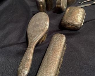 1900's TIFFANY & CO STERLING Perfume Flasks, Trinket Boxes, Brushes, Mirror, Handkerchief Holder, and Soap Holder