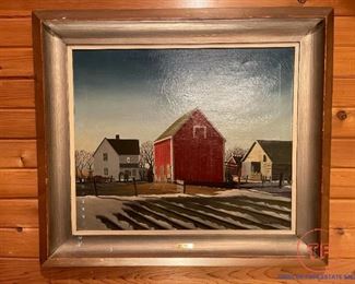 DALE NICHOLS&nbsp;"Sanley Farm" Original Oil on Canvas - Dated 1933 (31 1/2" X 27 1/2" Including Frame)                                                                                             ,,,