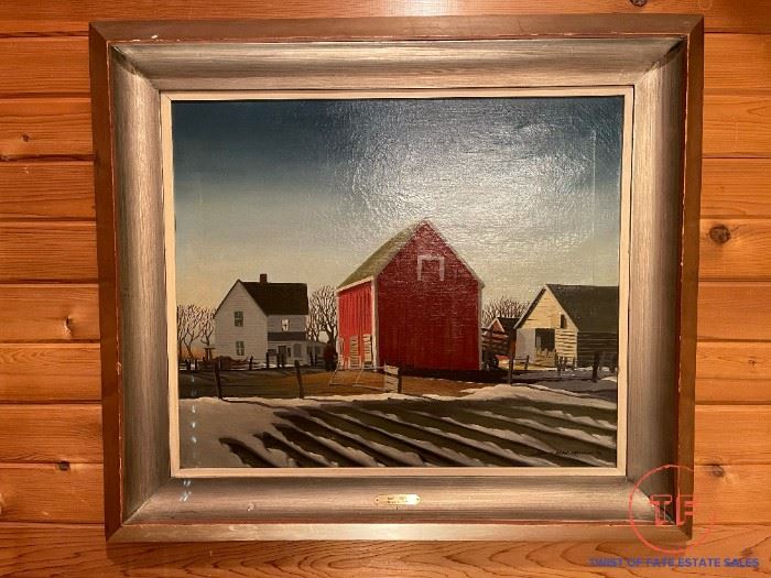 DALE NICHOLS&nbsp;"Sanley Farm" Original Oil on Canvas - Dated 1933 (31 1/2" X 27 1/2" Including Frame)                                                                                             ,,,