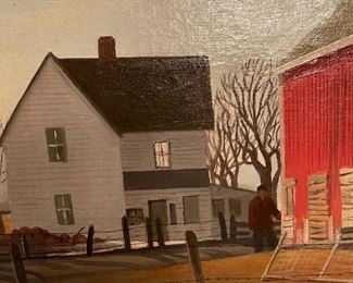 DALE NICHOLS&nbsp;"Sanley Farm" Original Oil on Canvas - Dated 1933 (31 1/2" X 27 1/2" Including Frame)