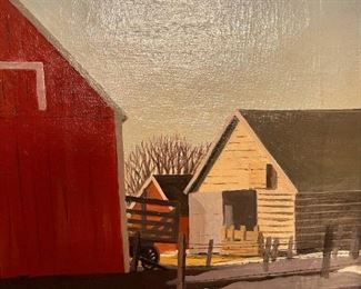 DALE NICHOLS&nbsp;"Sanley Farm" Original Oil on Canvas - Dated 1933 (31 1/2" X 27 1/2" Including Frame)