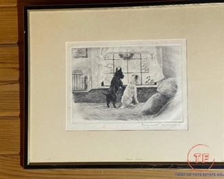 Signed Etching "Train Time" by MARGUERITE KIRMSE - 1927