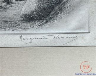 Signed Etching "Train Time" by MARGUERITE KIRMSE - 1927