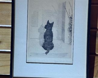 Signed Etching "Anybody Home?" by MARGUERITE KIRMSE - 1936