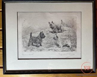 Signed Etching "Three's A Crowd" by MARGUERITE KIRMSE - 1930