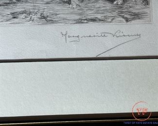 Signed Etching "Three's A Crowd" by MARGUERITE KIRMSE - 1930