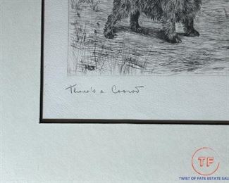 Signed Etching "Three's A Crowd" by MARGUERITE KIRMSE - 1930