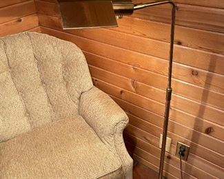 Vintage Hooded Brass Floor Lamp by KOCH + LOWY