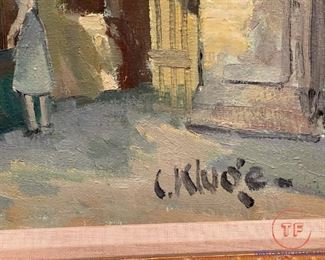 CONSTANTIN KLUGE (1912 - 2003) - Oil Painting on Canvas - Cafe Le Rallye - 28" x 36" (sight)