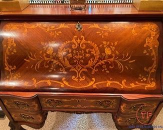 Antique French Style Secretary Desk with Inlay