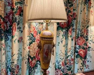 Pair Antique French Bronze Mounted Porcelain Urn Lamps, Possibly Sevres