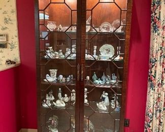Large Mahogany Antique Display Lighted Cabinet
