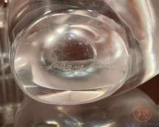 LALIQUE Crystal Sylvie Doves Vase with Flower Frog Insert