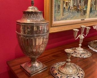 Antique STERLING Silver Urn/Canister - PAIR