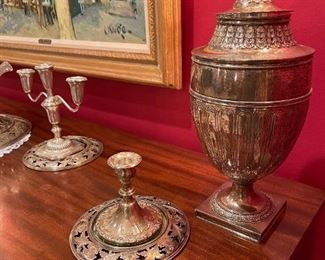 Antique STERLING Silver Urn/Canister - PAIR