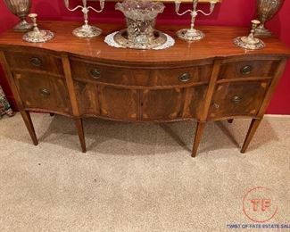 Antique Mahogany Bowed Front Sideboard / Buffet