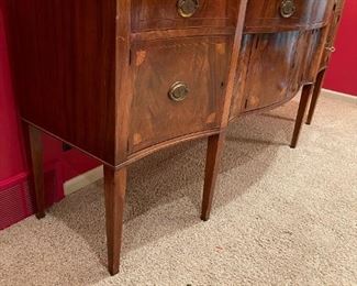 Antique Mahogany Bowed Front Sideboard / Buffet