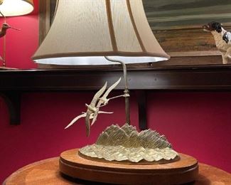 1960's Donald W McDonald Limited Edition Three Brass Geese Table / Desk Lamp