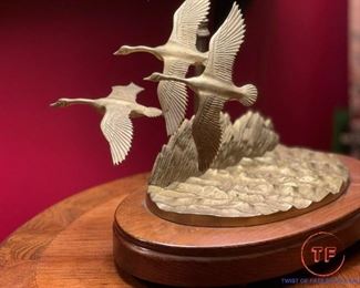 1960's Donald W McDonald Limited Edition Three Brass Geese Table / Desk Lamp