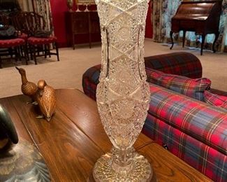 Large Wheel Cut Czechoslovakian  Crystal Table Lamp