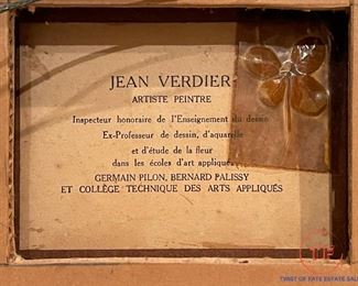 Original Still Life "Anemones Au Vase Blanc" Oil on Canvas by JEAN VERDIER