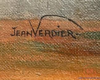 Original Still Life "Anemones Au Vase Blanc" Oil on Canvas by JEAN VERDIER