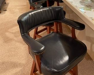 Leather Studded Swivel Barstools