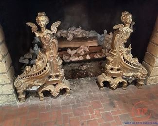 Antique Cast Figural Andirons
