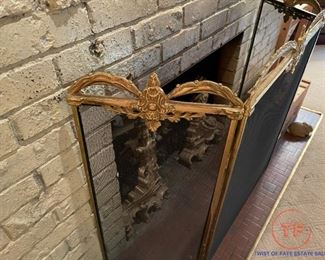 Vintage Brass Framed Fireplace Screen