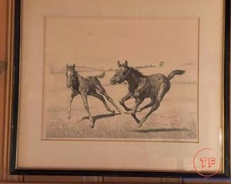 Pencil Drawing of Horses by CW ANDERSON