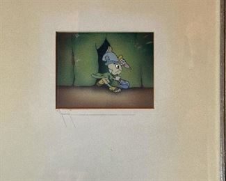 ORIGINAL Walt Disney Studios Gouache on Celluloid: Jiminy Cricket from the Movie Pinocchio by Courvoisier Galleries