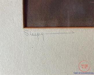 ORIGINAL Walt Disney Studios Gouache on Celluloid: Sleepy from the Movie Snow White by Courvoisier Galleries