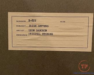 Original Signed Etching "Irish Setters" by LEON DANCHIN