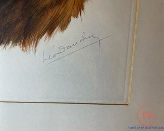 Original Signed Etching "Irish Setters" by LEON DANCHIN