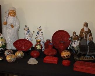 Cloisonne Egg, Cinnabar Box, Dish, Vase, Signed Paperweights, Ceramic Asian Figures