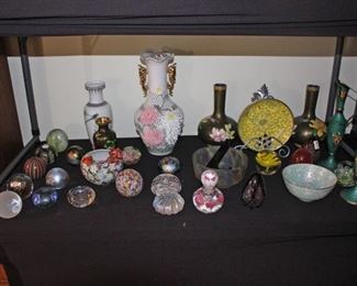Paperweights, Vase, Rice Bowls, Ornate Floral Vase