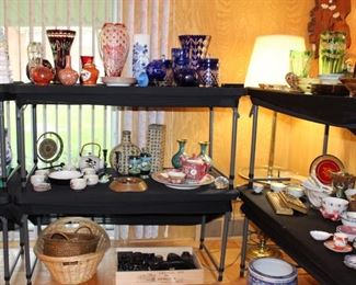 Asan Tea Set, Oriental Vases, Tea POts, Czech Flass Vases, Crystal Vases, Baskets, Cobalt Bue Vases, Rice Bowls, Plates