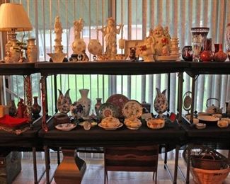 Lamps, Buddas, Asian Figures, Jewelry Box, Vases, Magazine Rack, Asian Chest, Decorator Items, Rice Bowls, Murano Dish
